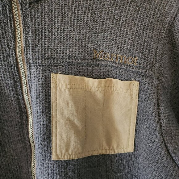 Marmot Gilcrest Dark Steel Gray/Cavern Zip Front Knit  Wool Blend Jacket Mens L - Picture 5 of 10